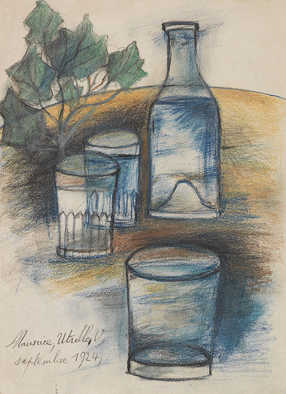 Maurice Utrillo - Le vin d?Utrillo (La bouteille et les verres)