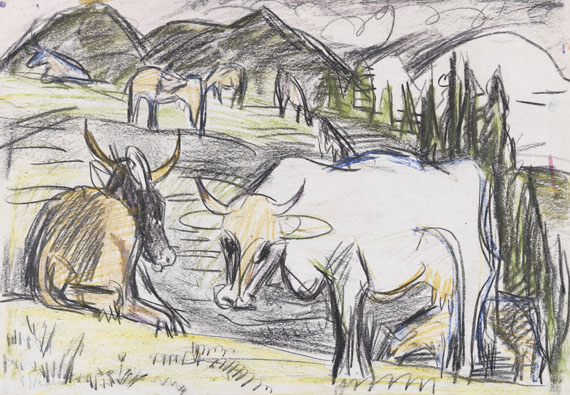 Ernst Ludwig Kirchner - Stehende und ruhende Kühe