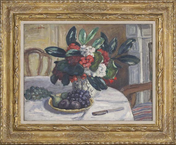 Albert André - Fleurs et fruits sur une table - Cornice