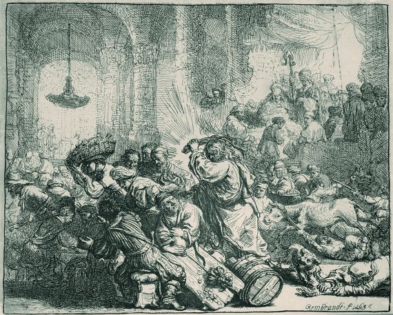 Harmensz. van Rijn Rembrandt - Christus die Händler aus dem Tempel treibend