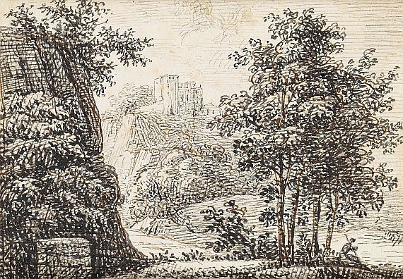 Ferdinand Kobell - Landschaft mit Burgruine