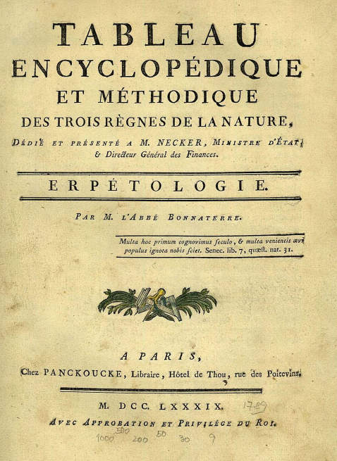 Bonnaterre, J. P. - Tableau encyclopédique et méthodique. 1789