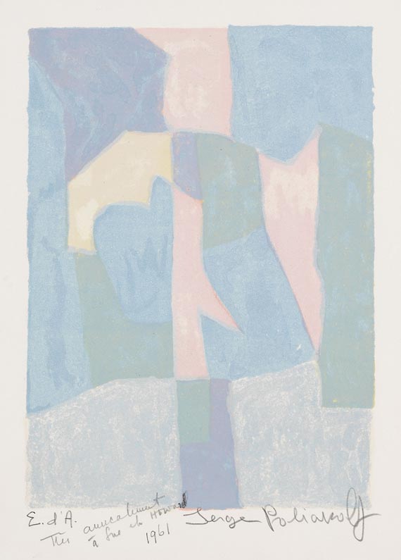 Serge Poliakoff - Composition bleue, rose et gris
