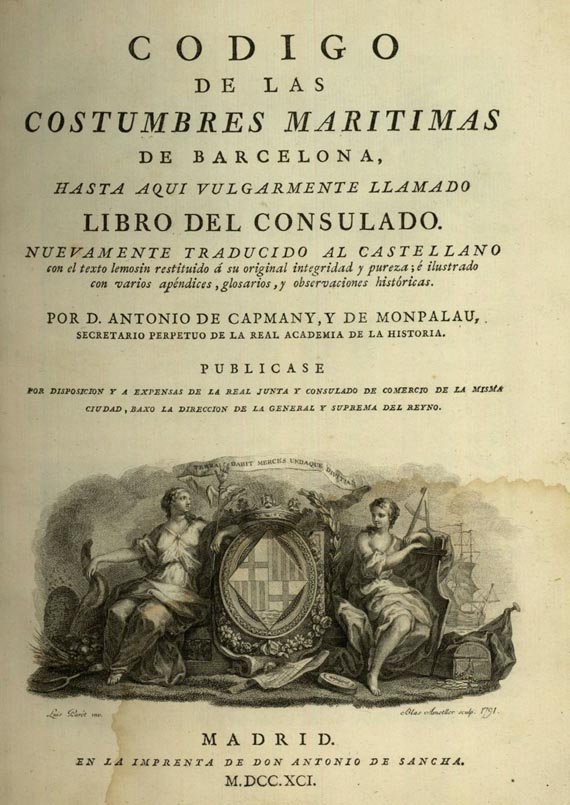 Antonio de Capmany - Codigo de las costumbres, 2 Bde. 1791