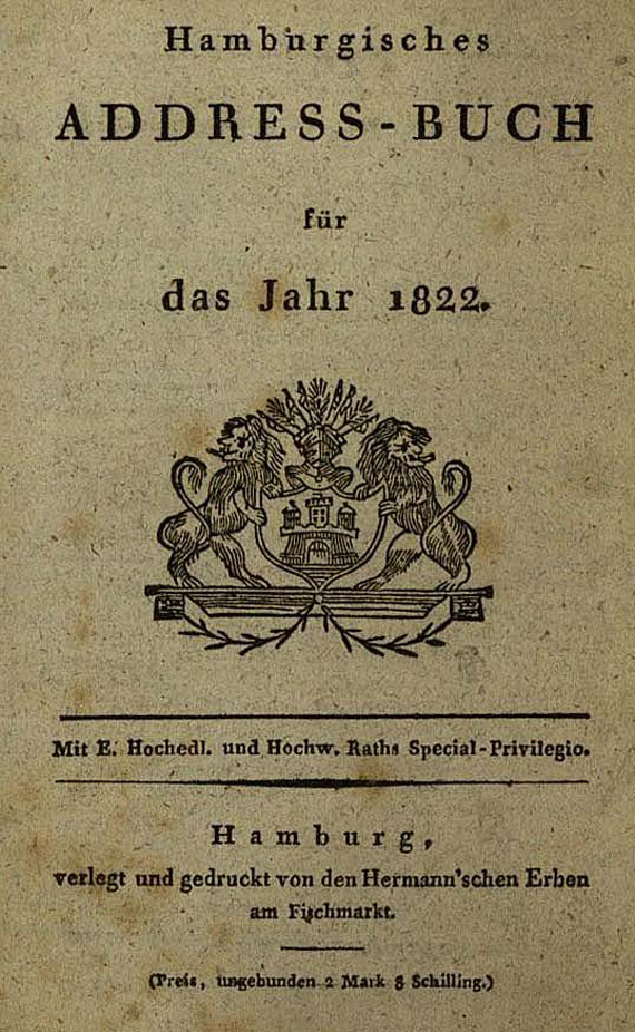 Hamburgisches Adress-Buch - Konvolut Hamburger Adressbüchr, 9 Tle. 1809-30