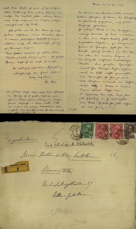 Emil Kuh - 19 Briefe an Marie Hohenlohe, 3 Briefe von A. Kuh + 1 Brief von A. Schaer, zus. 23 Tle.