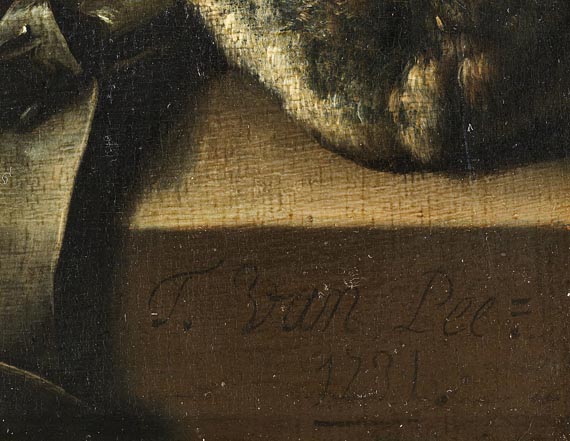 Theodor van Pee - Jäger mit Falke - Signatura