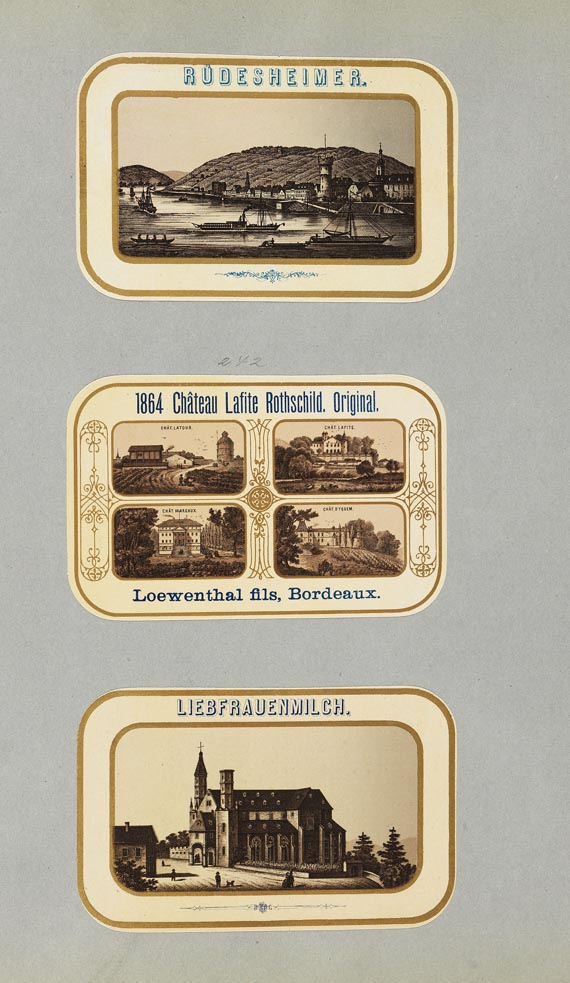   - Blümlein & Co., 5 Alben mit Wein-Etiketten. ca. 1858-70. - Altre immagini