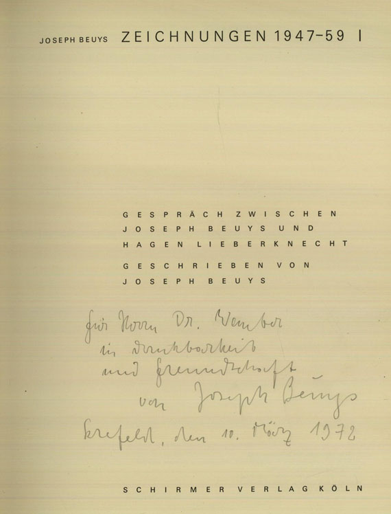 Joseph Beuys - Zeichnungen 1947-59 I. 1972. (Widmungsexemplar).