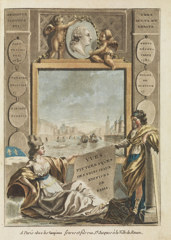   - Vues pittoresques ... de Paris. Kupfer aus 2 Folgen in 1 Bd. Um 1790.