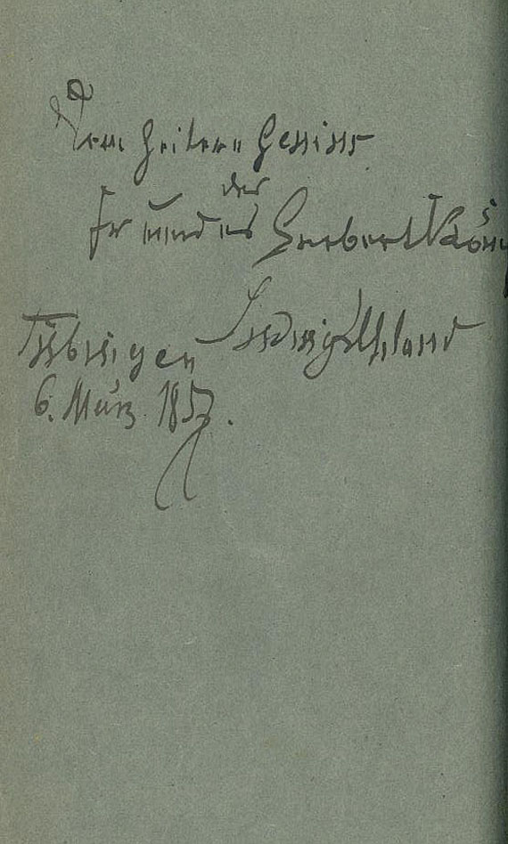 Ludwig Uhland - Gedichte. 1851. Widmungsexemplar.