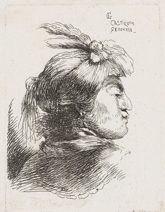 Giovanni Benedetto Castiglione - 10 Blätter: Kleine Kopfstudien mit orientalischem Kopfschmuck - Altre immagini