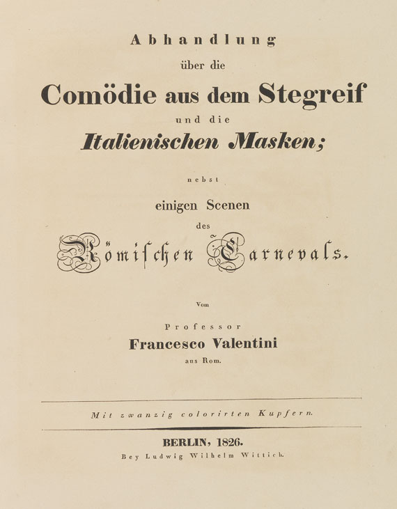 Francesco Valentini - Valentini, F., Trattato su la Commedia dell´Arte. 1826. - Altre immagini