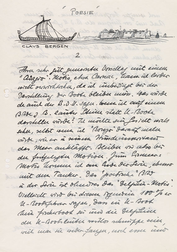Claus Bergen - 3 eigh. Briefe. 1933-42. - Altre immagini