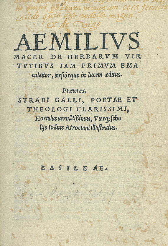 Floridus Macer - De herbarum virtutibus. 1527.