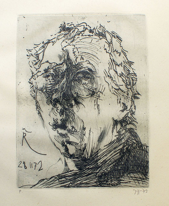 Horst Janssen - 3 Blatt: (Porträt), Selbst mit 3 Nasenlöchern, (Porträt). 1971-73.