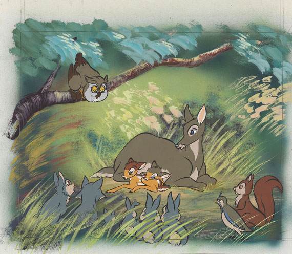  Walt Disney Studios - Gouache-Entwürfe zu "Bambi" für Tobler Chocolat. 32 Abb. von 41. + 2 Beigaben. 1950 - Altre immagini