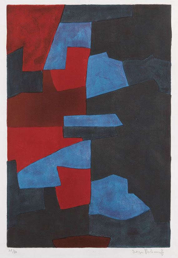 Serge Poliakoff - Composition rouge, bleue et noire