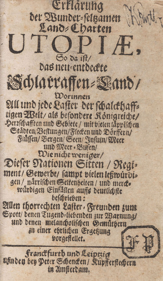 Johann Andreas Schnebelin - Erklärung der wunder-seltzamen Land-Charten Utopiae. - Altre immagini
