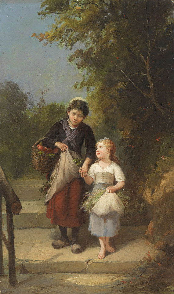 François Louis Lanfant de Metz - Gemäldepaar: Heimkehr vom Garten. Das Vogelnest - Altre immagini