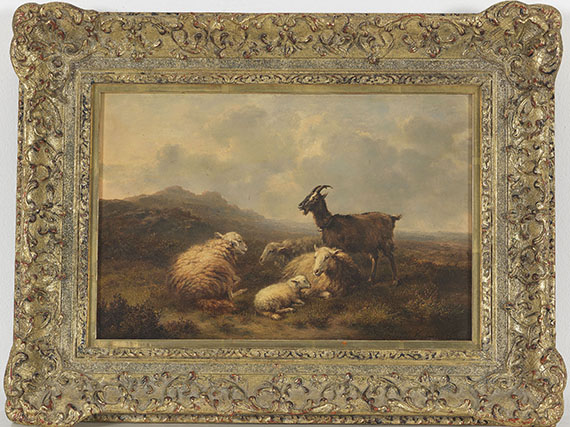 Eugène Joseph Verboeckhoven - Schafe und Ziegen auf der Weide - Cornice