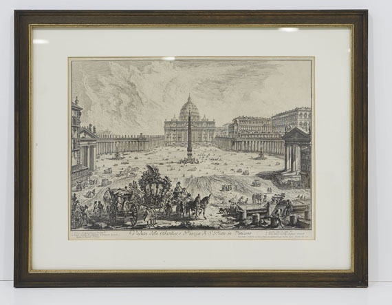 Giovanni Battista Piranesi - Veduta della Basilica, e Piazza de S. Pietro in Vaticano - Cornice