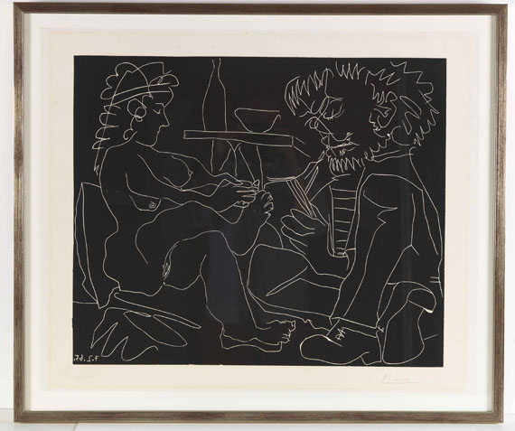 Pablo Picasso - Le peintre et son modèle nu au chapeau - Cornice