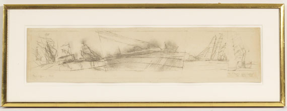 Lyonel Feininger - Dampfer und Segelboote (Zeichnung für ein Wandgemälde für das Marine Transportation Building auf dem Gelände der Weltausstellung New York 1939/40) - Cornice