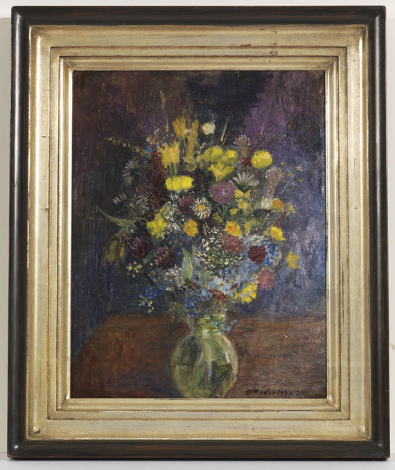 Otto Modersohn - Blumen vor blaugetöntem Grund - Cornice