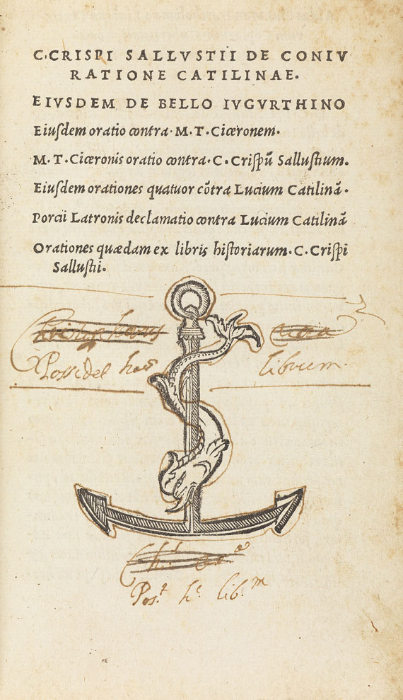 Aldus-Drucke - C. Sallustius Crispus, De coniuratione Catilinae. 1509 - Altre immagini