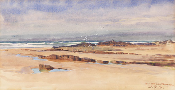 Edward Harrison Compton - 2 Bll.: Bei Bude (Cornwall): Die Küste mit der Mündung des River Neet. Felsiger Strand mit Möwen - Altre immagini