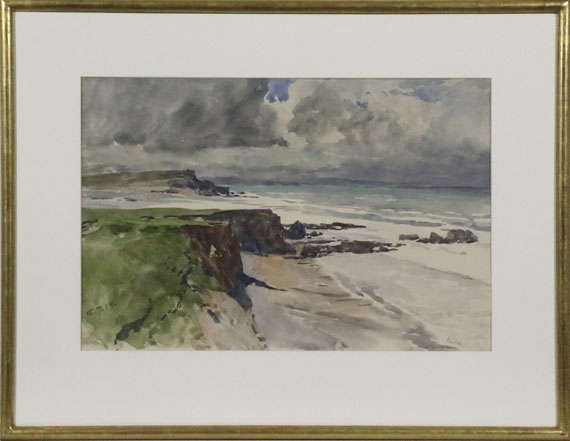 Edward Harrison Compton - 2 Bll.: Bei Bude (Cornwall): Die Küste mit der Mündung des River Neet. Felsiger Strand mit Möwen - Cornice