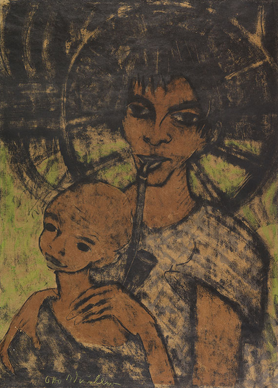 Otto Mueller - Zigeunermadonna (Zigeunerin mit Kind vor Wagenrad)