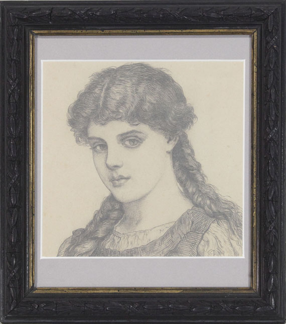 Franz von Defregger - Porträt eines Mädchens mit Zöpfen - Cornice