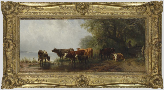 Friedrich Voltz - Kühe an einem See - Cornice