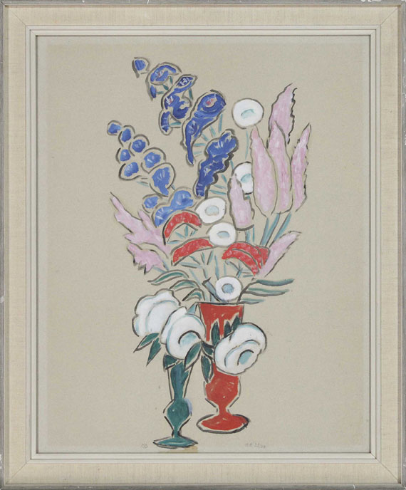 Gabriele Münter - Blumenstillleben mit roter und grüner Vase - Cornice