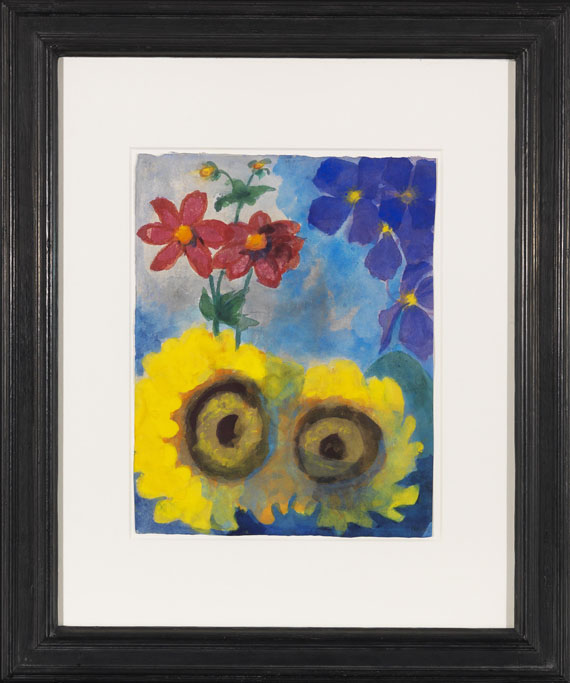 Emil Nolde - Sonnenblumen, rote und blaue Blüten - Cornice