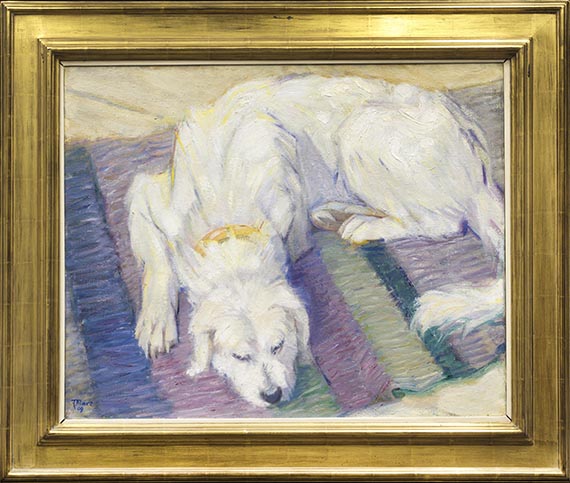 Franz Marc - Liegender Hund (Hundeporträt von "Russi") - Cornice