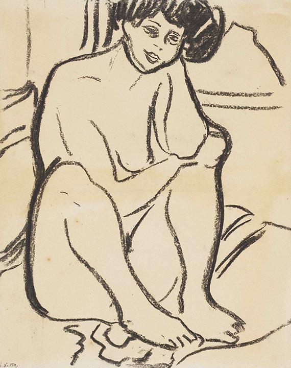 Ernst Ludwig Kirchner - Dodo nackt am Boden sitzend