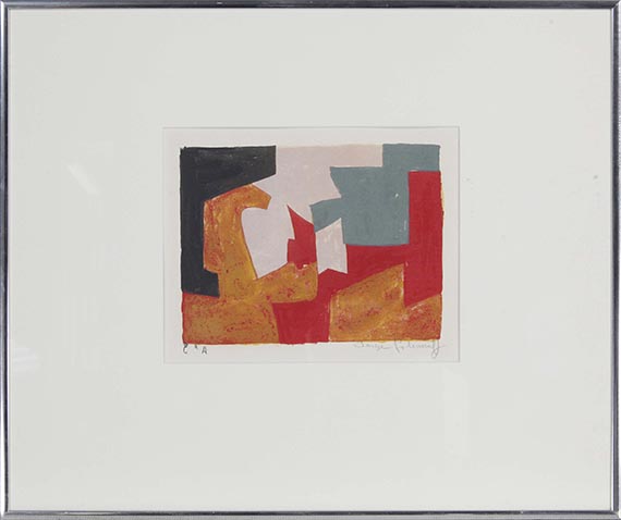 Serge Poliakoff - Komposition in Orange, Schwarz, Rosa, Grün und Rot - Cornice