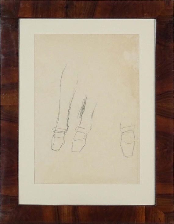 Gustav Klimt - Zwei Studien eines rechten und eines linken Fußes (Mädas Ballettschuhe) - Cornice