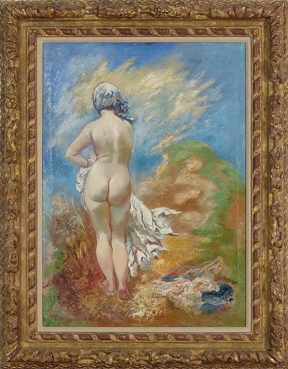 George Grosz - Nude in the Dunes - The Wind is Blowing - Cornice