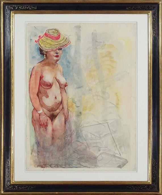 George Grosz - Female Nude with Summer Hat, Cape Cod - Cornice