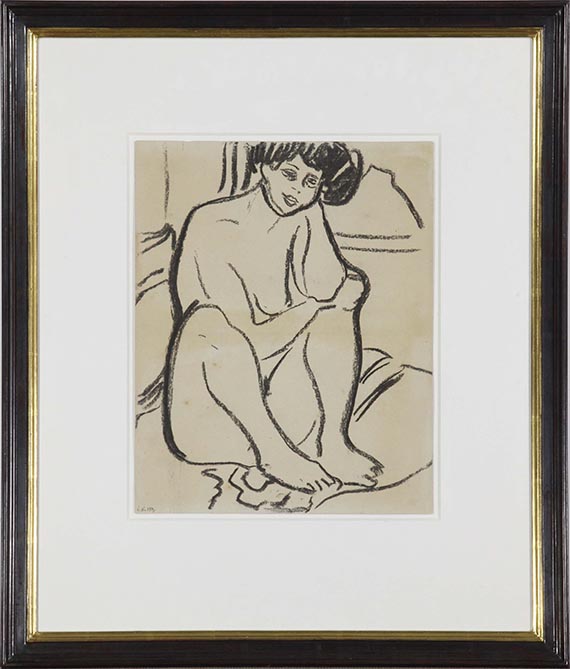 Ernst Ludwig Kirchner - Dodo nackt am Boden sitzend - Cornice