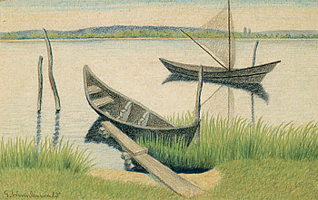 Gustav Wunderwald - Boote an den Ufern eines Sees