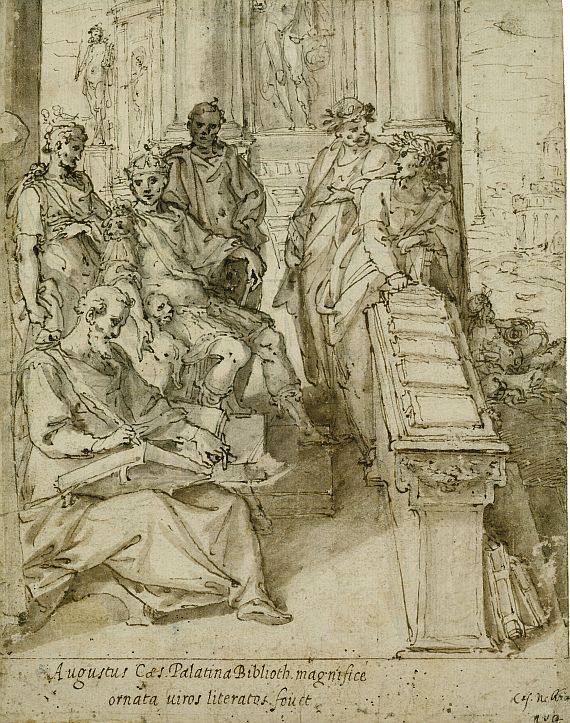 Cesare Nebbia - Kaiser Augustus von Gelehrten umgeben. Nach Fresken im Vatikan in der Sala di Sisto