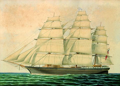  Englischer Marinemaler - Englisches Vollschiff auf See