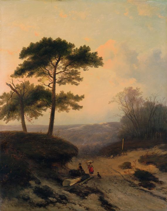 Johannes Franciscus Hoppenbrouwers - Landschaft mit rastenden Wanderern