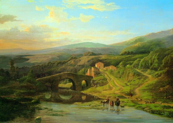 Edouard De Vigne - Italienische Landschaft