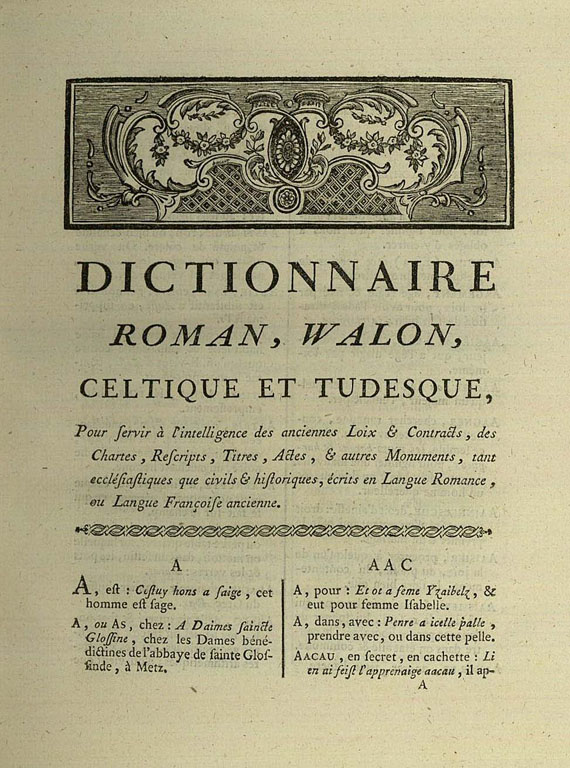 Jean François - Dictionnaire Roman, Walon, 1777.
